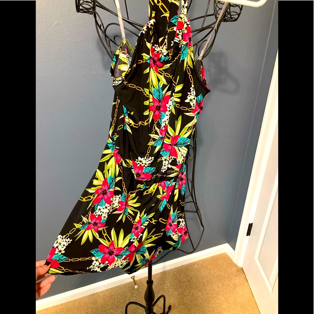 Floral chain halter top romper